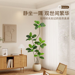 Artificial Green Plant Rubber Tree Ornament, High-End Luxury Imitation Plant for Living Room Indoor Floor Decoration, Large Potted Plant
