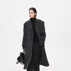 
Li Daqi [Tahiti] large V lapel dark gray Suli alpaca wool coat long coat