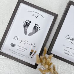 Newborn baby handprint footprint custom baby 100-day year old souvenir hand footprint commemorative photo frame full moon gift