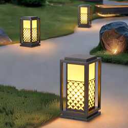 Solar lawn lamp outdoor waterproof column lamp modern simple landscape lamp garden courtyard lamp villa garden lamp