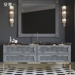 French light luxury style bathroom cabinet bathroom solid wood wash basin basin combination slate custom designed wash table