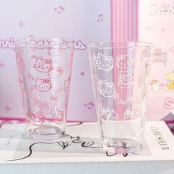 Cute and Beautiful Kt Cat Glass Cup, Large Capacity Water Cup for Home, Office, Dormitory, Straw Juice Drink Cup