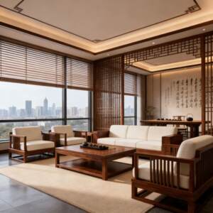 
High-end customized Song-style aesthetic black walnut Zen sofa designer's same style furniture hotel B&B office