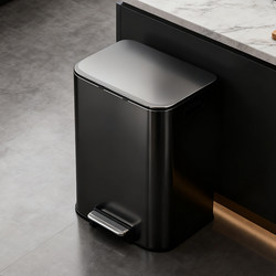 Kitchen Stainless Steel Black Titanium Trash Can, Large Capacity for Home Use, 2026 New Model, Foot Pedal with Lid, Light Luxury and High-End