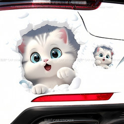 Car Stickers to Cover Scratches, Cute Cartoon Kittens, Personalized Creative 3D Stickers for Car Body and Doors, Electric Vehicle Stickers