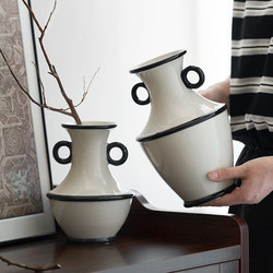 French cream color matching antique style ceramic vase ornaments living room hydroponic flower arrangement table decorations high-end