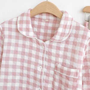 
Japanese style couple women and men n pure cotton three-layer quilted autumn and winter cotton home clothes set thickened