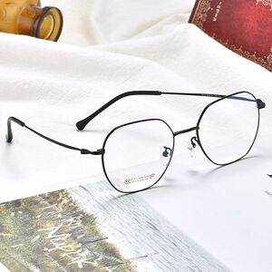 
Myopia glasses men's black full-frame irregular round face glasses frame pure titanium B titanium polygon ultra-light glasses frame for women