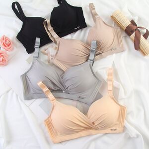 
Small-breasted underwear, thickened, rimless bra, flat-chested, push-up pleats, student girls' adjustable breasts