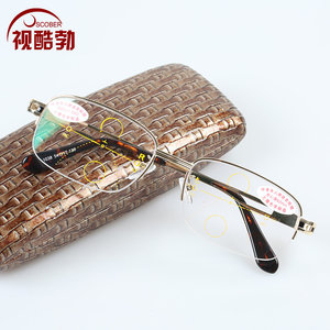 
Progressive multifocal reading glasses for both distance and near use. Men's reading glasses. Half-frame frame for viewing distance and near.