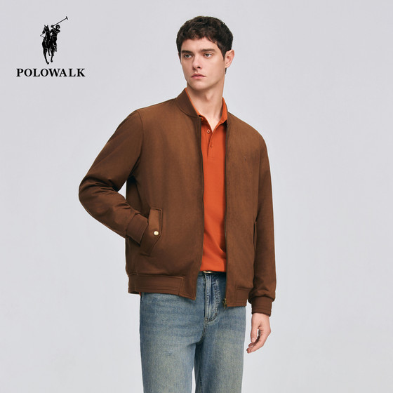 
POLOWALK men's leather jacket 2026 spring new men's baseball collar retro double-sided zipper leather jacket