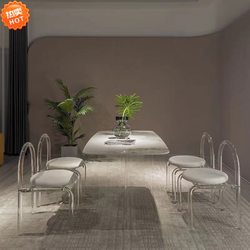 Slate dining table acrylic transparent suspended small apartment modern simple dining table acrylic table internet celebrity dining table