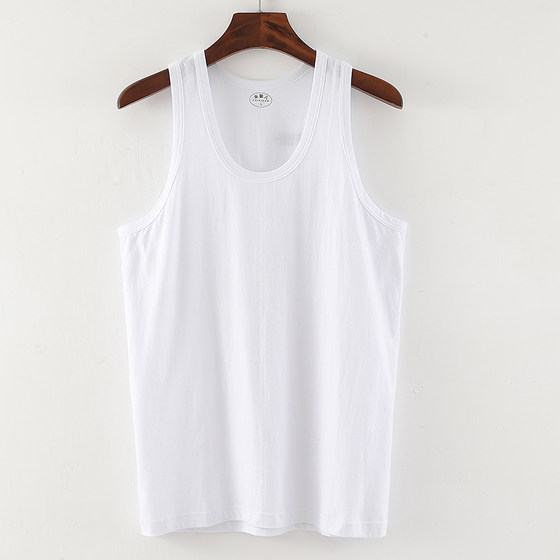 
2 packs of middle-aged and elderly men's sweat shirt sweat vest thin summer sleeveless hurdle pure cotton base old man shirt men