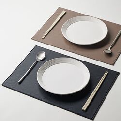 Mili style leather placemats are high-end, light luxury, waterproof and oil-proof Western placemats, dining table decorations, insulation mats, plate mats