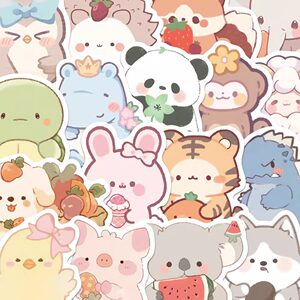 50 Q-version cute animal stickers with cartoon creativity, cute and high-value decorative phone cases, waterproof DIY stickers