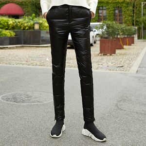 2023 Winter new high -waisted down pants female wearing slimming, thin feet, thick feet, warm, large size pencil cotton pants
