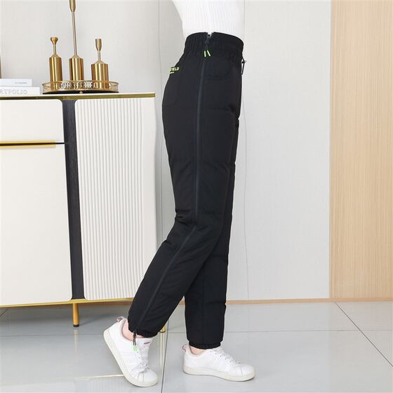 
Down pants for men and women 2024 new style outside wear night shift skiing and cycling warm double side zipper thickened waterproof and windproof