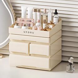 Cosmetic Storage Box for Home Bedroom, Simple Style Compartmentalized Makeup Box, Multi-Functional Drawer-Type Skincare Product Integrated Cabinet