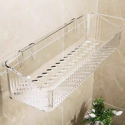 Bathroom Storage Rack, No-Drill Toilet Washbasin, Bathroom Wall-Mounted Cosmetic Storage Box Rack