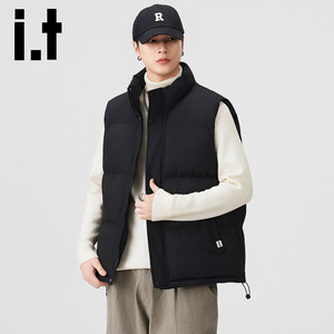 
it izzue stand-up collar plus velvet warm vest men's winter trendy versatile casual thickened vest jacket Y