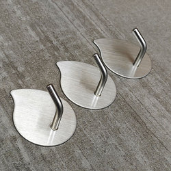 304 stainless steel single hook nail-free kitchen bathroom strong adhesive hook entrance door behind decorative leaf adhesive hook