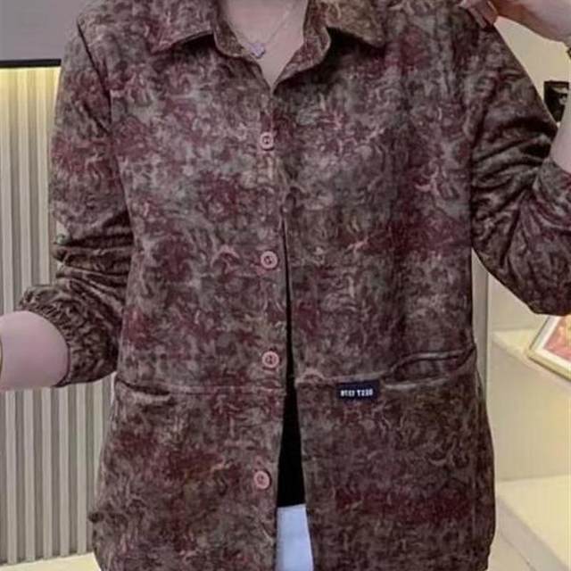 Mother's clothing autumn new casual floral thin jacket middle-aged and elderly women's large size loose jacket petite top