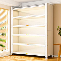 Household Steel Bookcase with Doors, Children's Bookshelf, Dust-Proof Storage Cabinet, Integrated Wall-Mounted Living Room Floor-Standing Multi-Layer Storage Cabinet