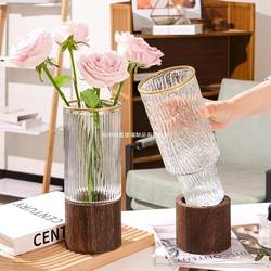 Chinese-style Wooden Shrink-resistant Acrylic Straight-leg Vase Living Room Flower Ornaments Decorative Accessible Luxury Fancy Glass Hydroponics