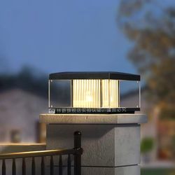 Solar modern minimalist pillar lamp villa courtyard enclosure D wall lamp outdoor waterproof decoration light luxury door pillar lamp
