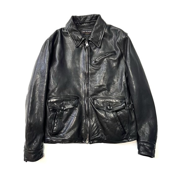 
Vegetable tanned sheepskin Xueyou same style jacket. Men's retro washed distressed lapel slim short textured leather jacket