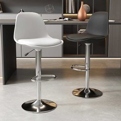 Bar Stool Chair for Home Use, Adjustable Height, Simple Modern High Stool with Backrest, Swivel Bar High Chair, Bar Stool