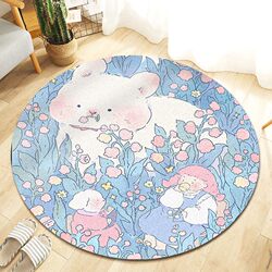 Girly Heart Carpet Children's Round Floor Mat Forest Cartoon Small Fresh Bedroom Cartoon Carpet Hanging Basket Tent Mat