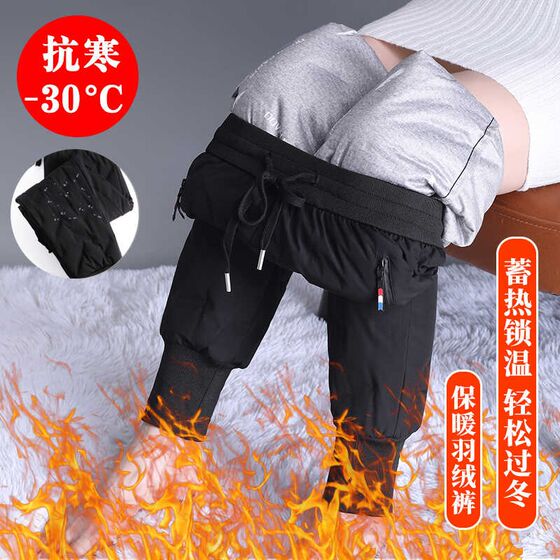 
2024 new down pants for women wearing winter fashionable high-waisted velvet thickened cold-resistant feet warm casual cotton pants