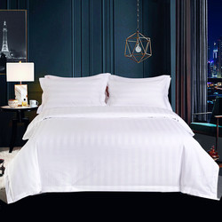 Four-piece hotel bedding set, hotel bedding, bed and breakfast pure white satin quilt cover, bed sheets, guest room apartment linen