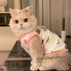Pet Cat Clothes, Universal Vest for Dogs, Blue and Gold Gradient Ragdoll Cat and Kitten Spring and Summer New Anti-Shedding Apparel