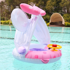 
New sun protection children's sunshade hot spring beach swimming z-ring cartoon newborn baby sitting ring baby life buoy