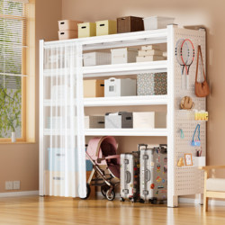 Multi-Layer Storage Rack for Home Use on Balcony, Living Room, Bedroom, Bookshelf, Wall-Mounted, Integrated, Dust-Proof, Steel Floor-Standing Storage Iron Shelf