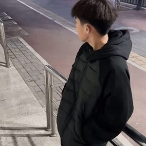 
Winter men's cotton jacket hooded Korean style trendy brand loose warm couple ribs bread suit