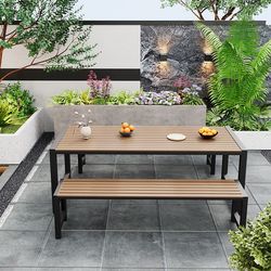 Outdoor tables and chairs courtyard leisure outdoor balcony garden plastic wood tea table terrace cafe long table chair combination