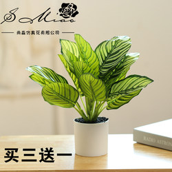 Mini desktop ornaments, simulated leaves, fake green plants, potted plants, creative indoor simulated flowers, artificial plants, living room decoration