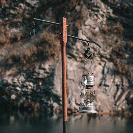 
TNR outdoor camping retro solid wood lamp stand three sections old-fashioned kerosene horse lantern portable camp lamp folding teak lamp pole