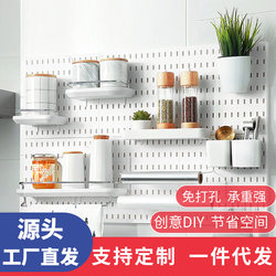 No punching home kitchen hole board wall bathroom wall rack shelf wall hanging storage hole board accessories