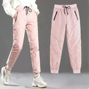 
Down pants for women wearing fashionable high waist 2024 new thickened warm and cold-resistant women's cotton pants for autumn and winter
