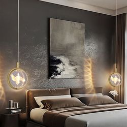 Bedside crystal ball carved small chandelier simple modern LED creative round TV background wall decorative lamp auspicious