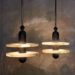 Danish designer minimalist art restaurant bar bedroom bedside disc flying saucer decoration Spanish marble chandelier