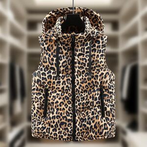Trendy Leopard Margion Couples Patstead Perseverance Person Club Vests Autumn and Winter Trends Sleeveless Cotton Coat Men and Women's Horse Cuts
