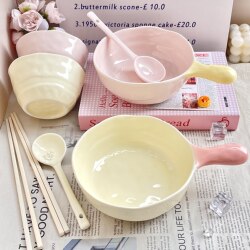 Personalized High-Quality Ceramic Bowl Set for Students, Including Bowl and Chopsticks, Single-Person Bowlware Set