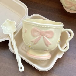 Cup, Coffee Cup, Breakfast-Specific Milk Cup with Spoon, High-Looking Office Cup for Girls, Ceramic Mug
