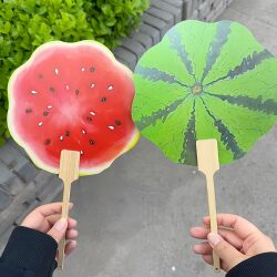 Watermelon Fan Portable Hand-Cranked Fan 2026 Summer New Model Round Fan for Home Use Thickened and Durable Gift for Friends and Besties