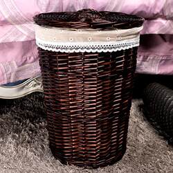 Rattan Storage Basket, Wicker Laundry Basket, Hot Pot Restaurant Clothes Basket, Hotel Towel Bucket, Bath Towel Weaving